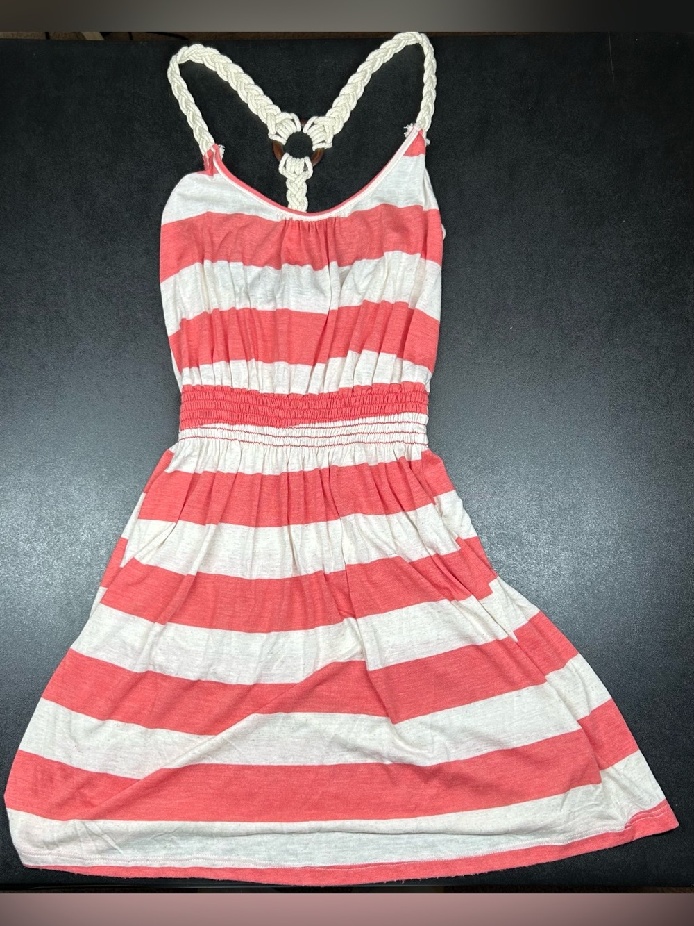 Ocean Drive Clothing Co. Size L Stripped Macramé Razorback Dress